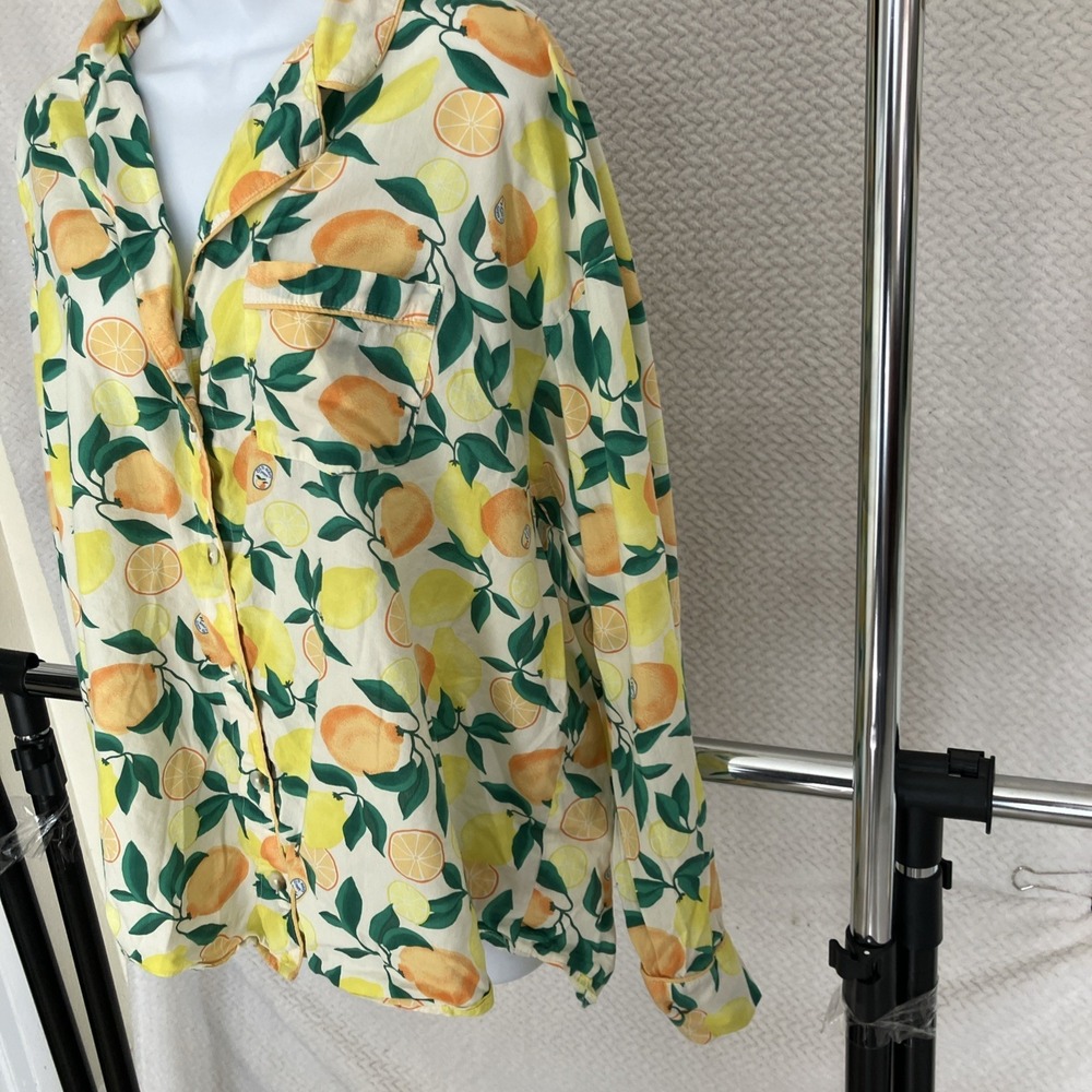 Old Navy Women Top XL Tall Citrus Fruit Button Up Lemon Lightweight Summer Vibes - Picture 5 of 10